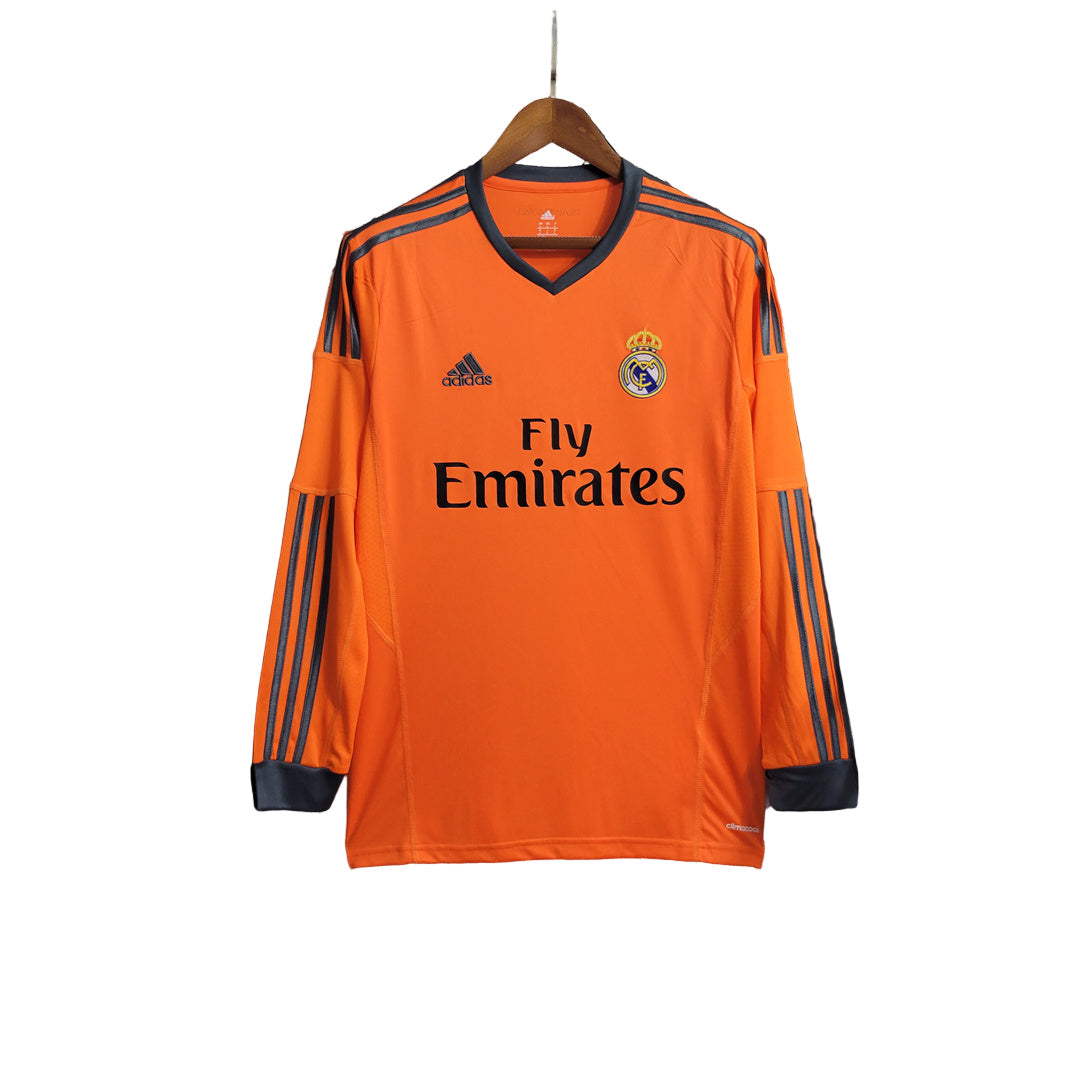2013/2014 Real Madrid orange third kit long sleeve retro jersey